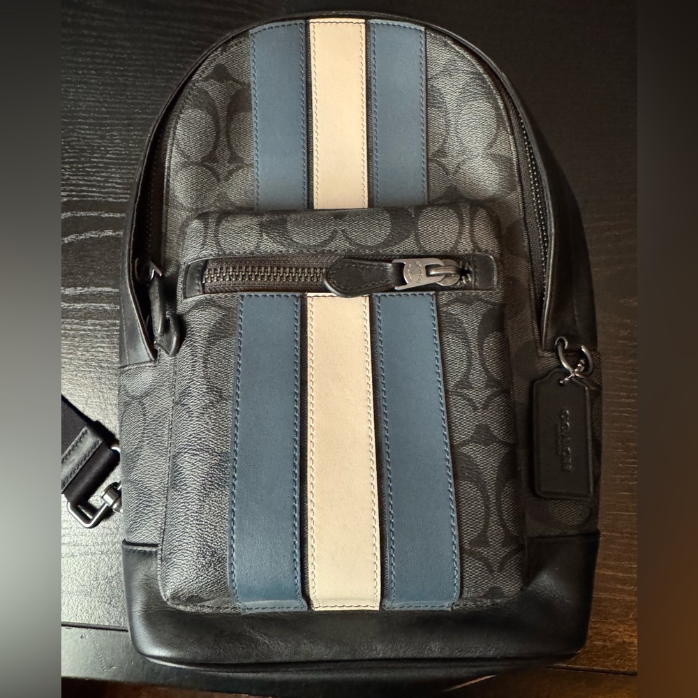 Coach Men's Black and Blue Backpack